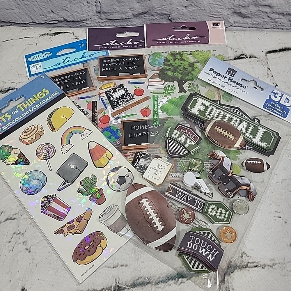 Scrapbooking Stickers Autocollants Lot Football School Trees Butts‎ On Things